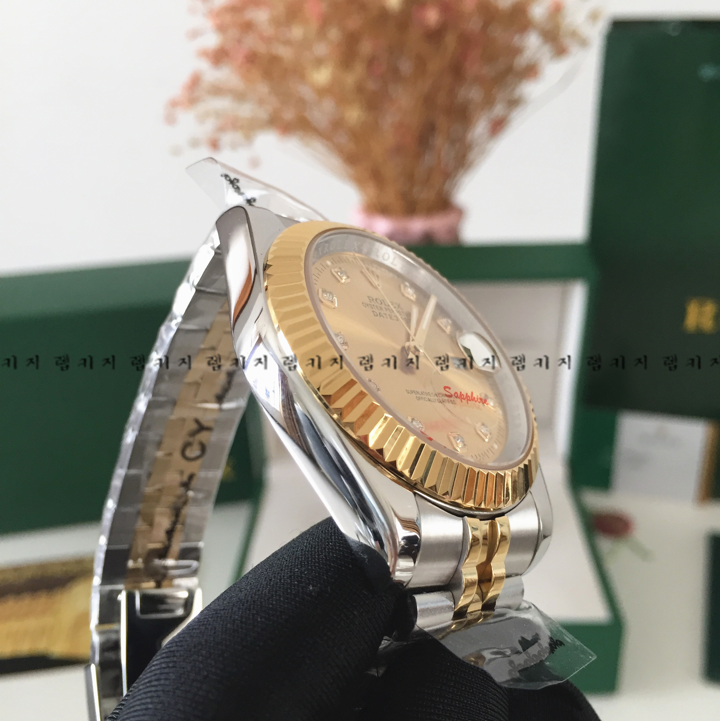 로렉스 텐포인트 금장 콤비 메탈시계 2중버클